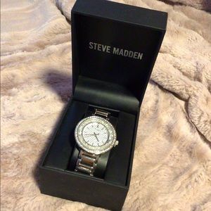 Steve Madden silver diamond watch